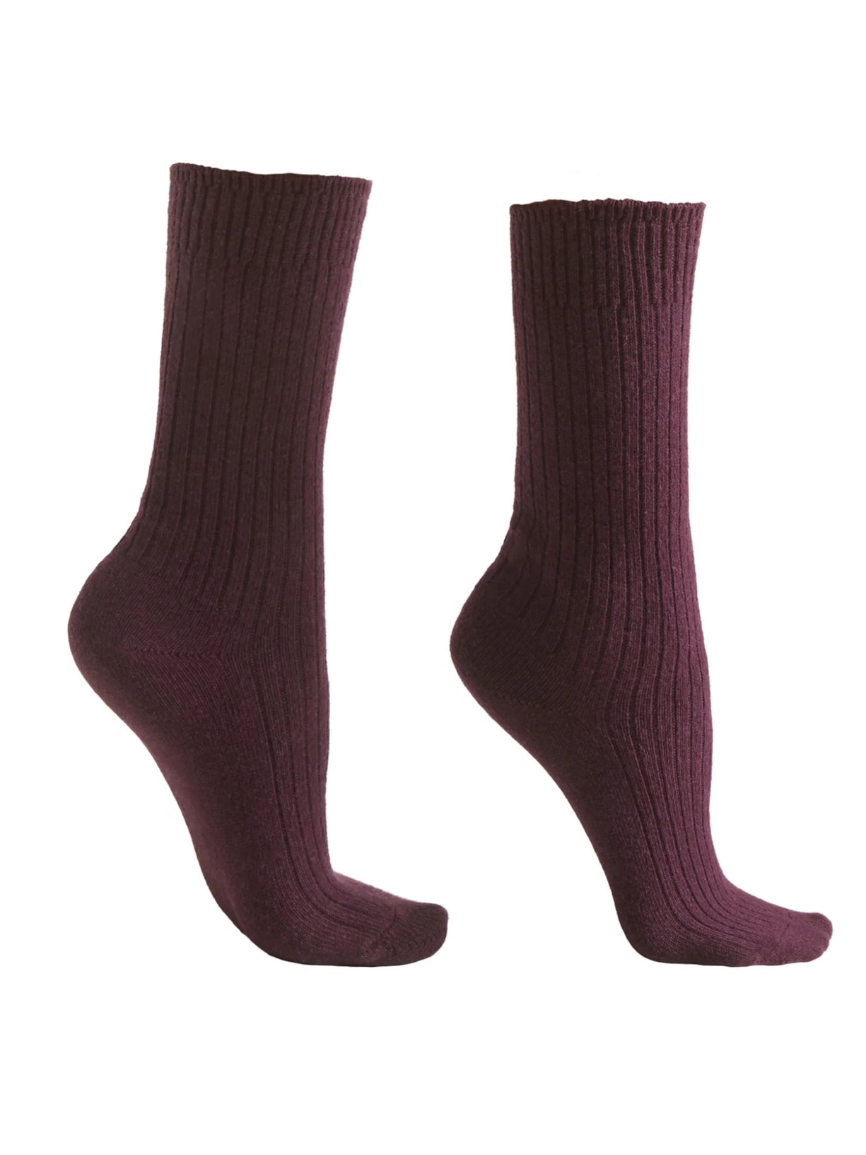 Meia Curta Canelada Em Lã e Cashmere - Roxo