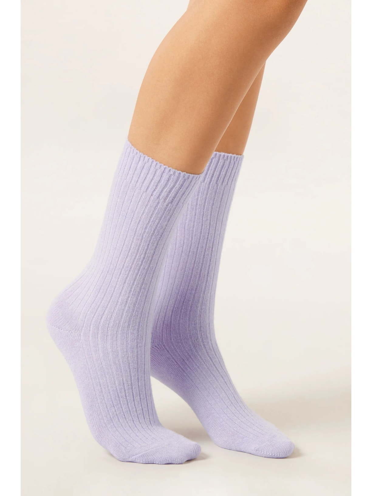 Meia Curta Canelada Em Lã e Cashmere Roxo Calzedonia