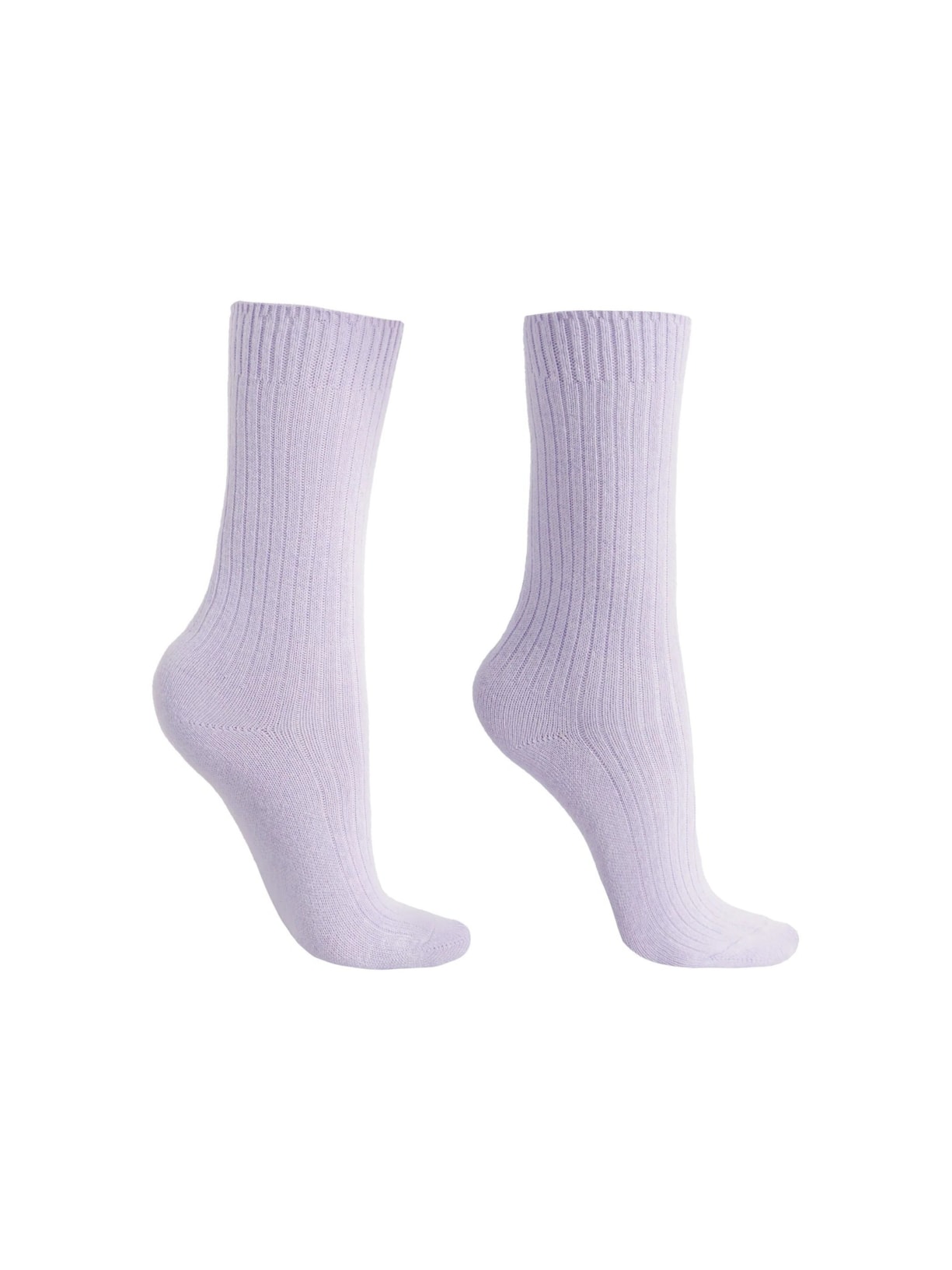 Meia Curta Canelada Em Lã e Cashmere - Roxo