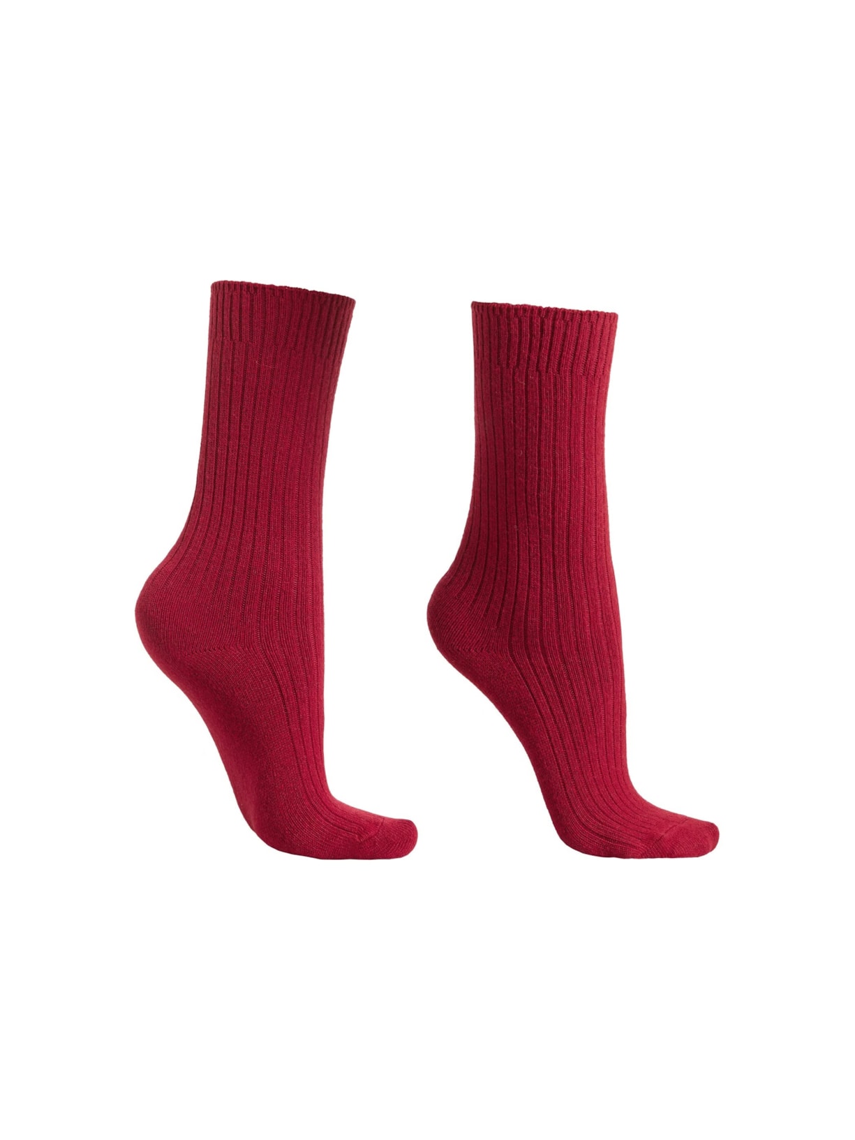 Meia Curta Canelada Em Lã e Cashmere Vermelho Calzedonia