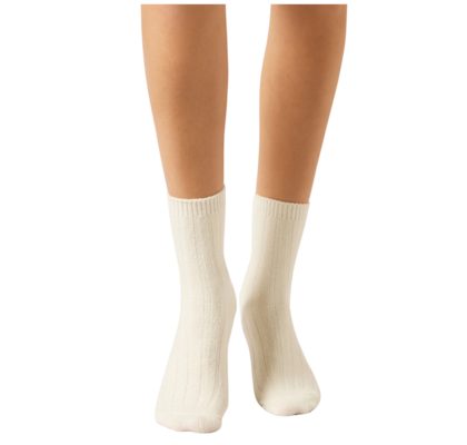 Meia Curta Canelada - Off-White