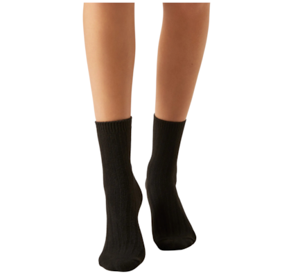 Meia Curta Canelada - Preto