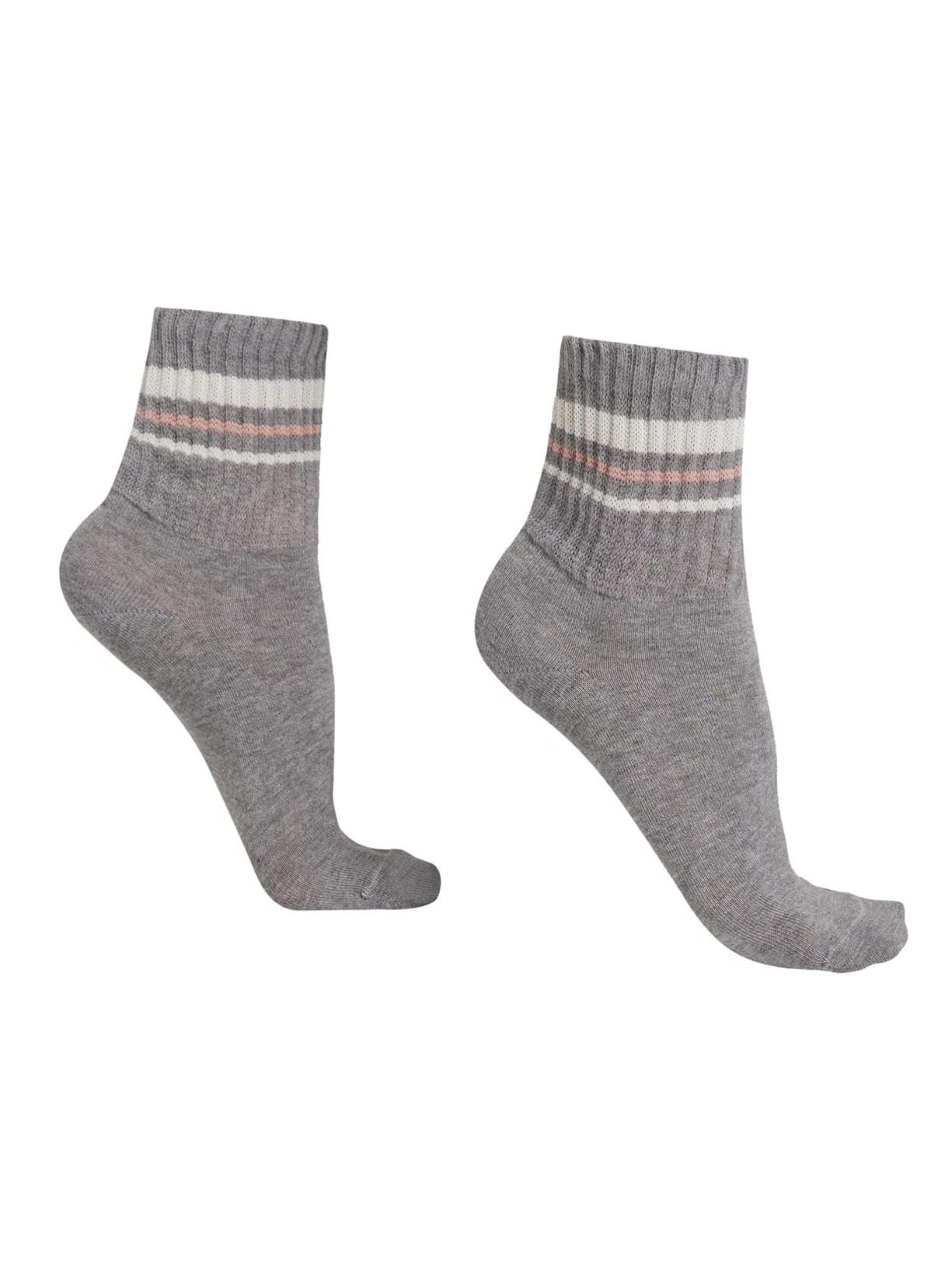 Meia Curta Canelada Soft - Cinza