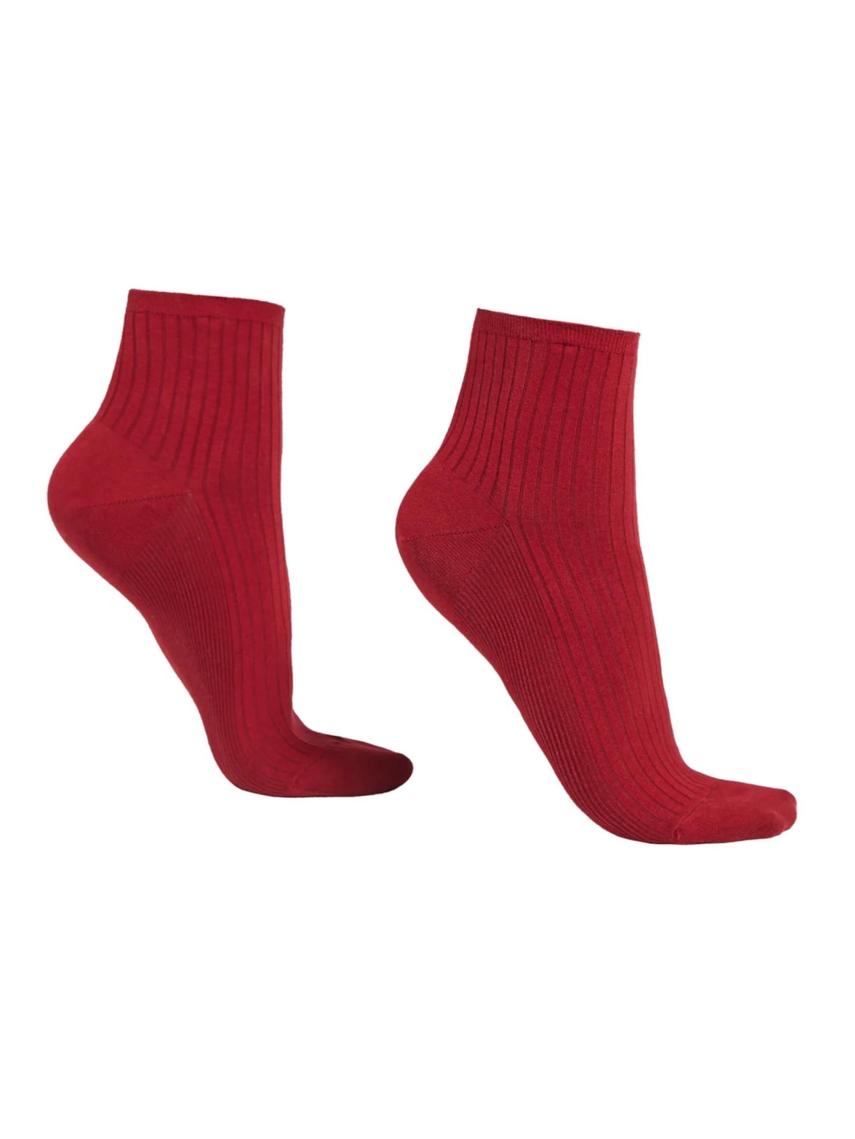 Meia Curta Canelada - Vermelho