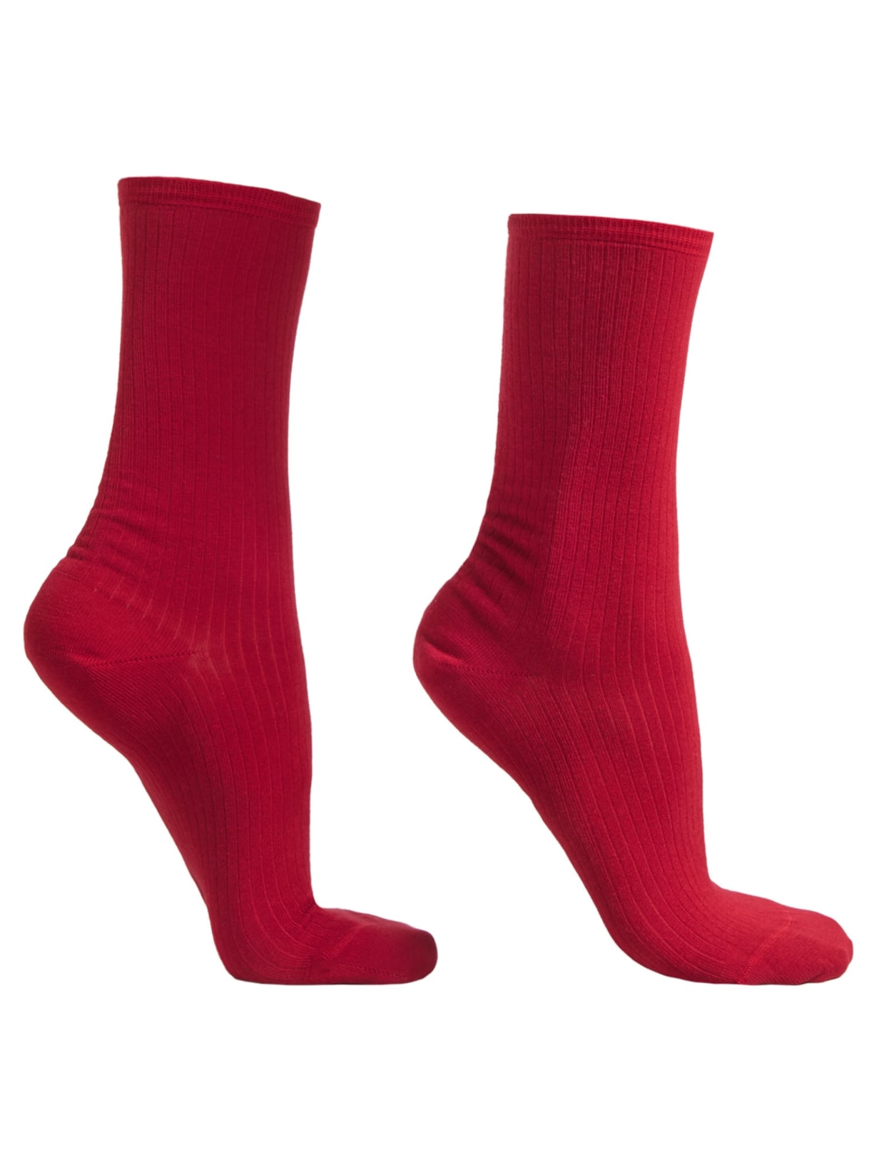 Meia Curta Canelada - Vermelho