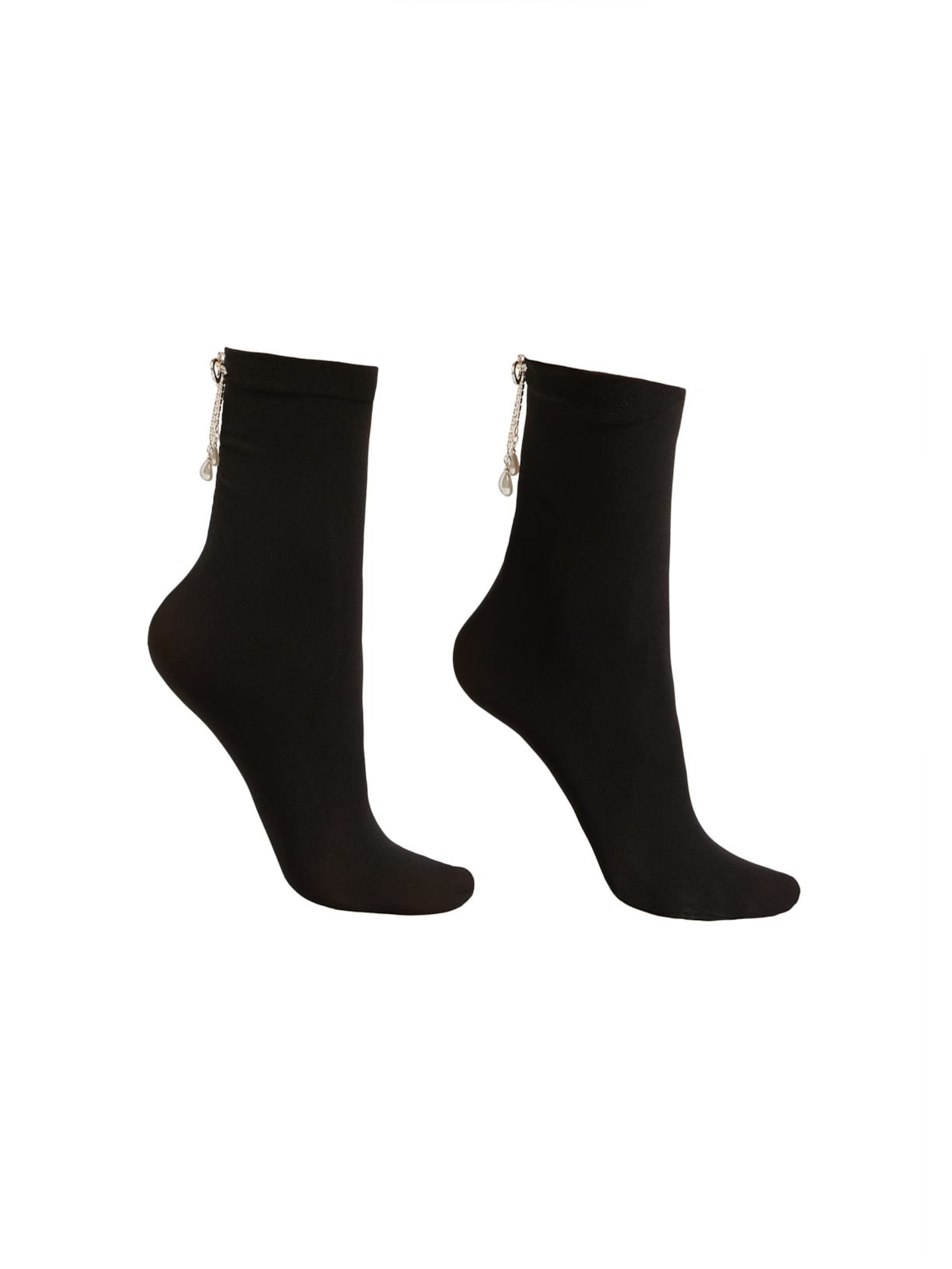 Meia Curta Com Aplicação De Strass Preto Calzedonia