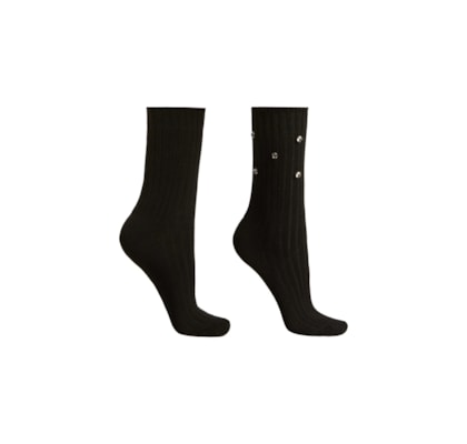 Meia Curta Com Aplicações - Preto