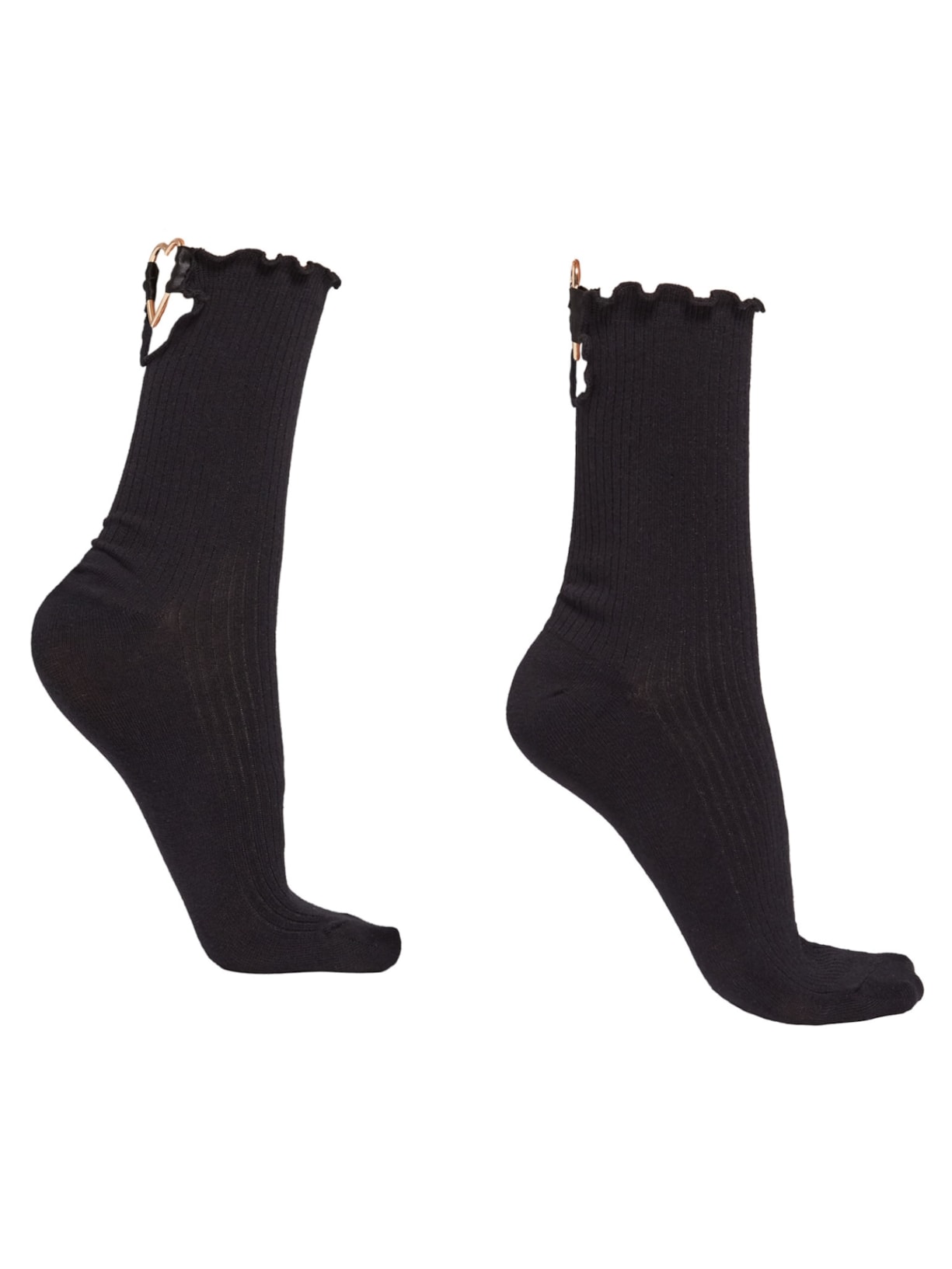 Meia Curta Com Berloque De Coração Preto Calzedonia