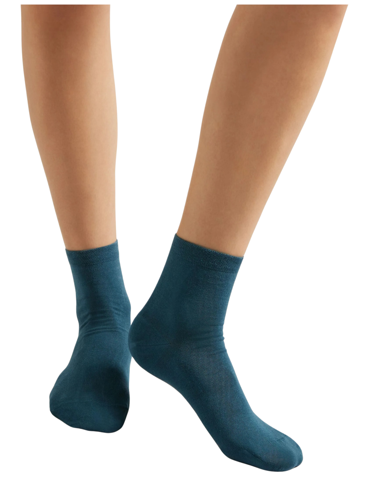 Meia Curta Com Borda Trabalhada Azul Calzedonia