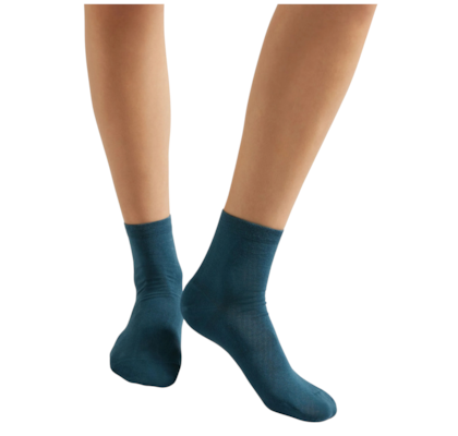 Meia Curta Com Borda Trabalhada - Azul