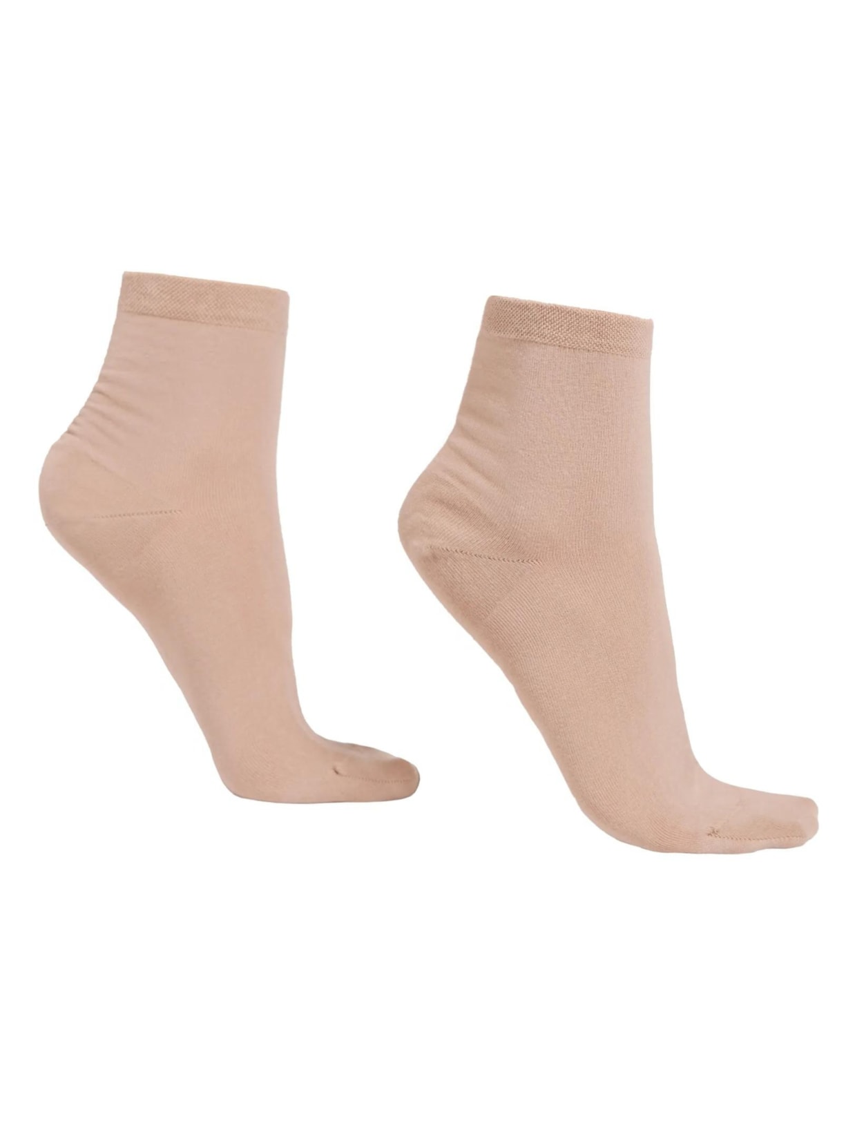 Meia Curta Com Borda Trabalhada - Bege