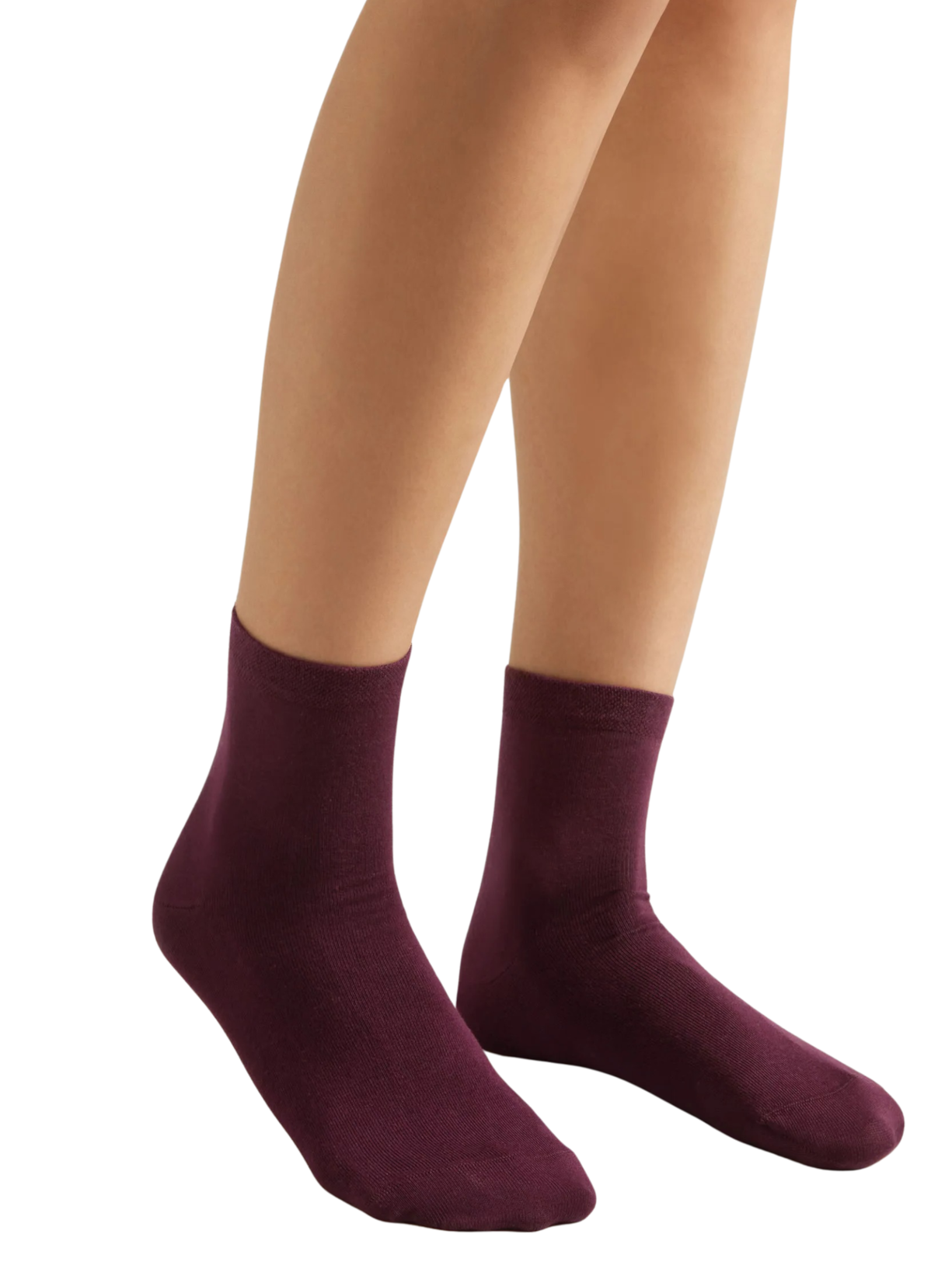 Meia Curta Com Borda Trabalhada - Bordô