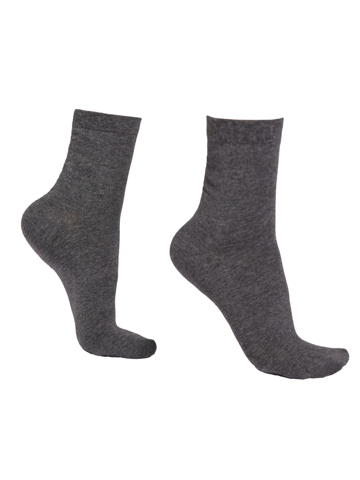 Meia Curta Com Borda Trabalhada - Cinza