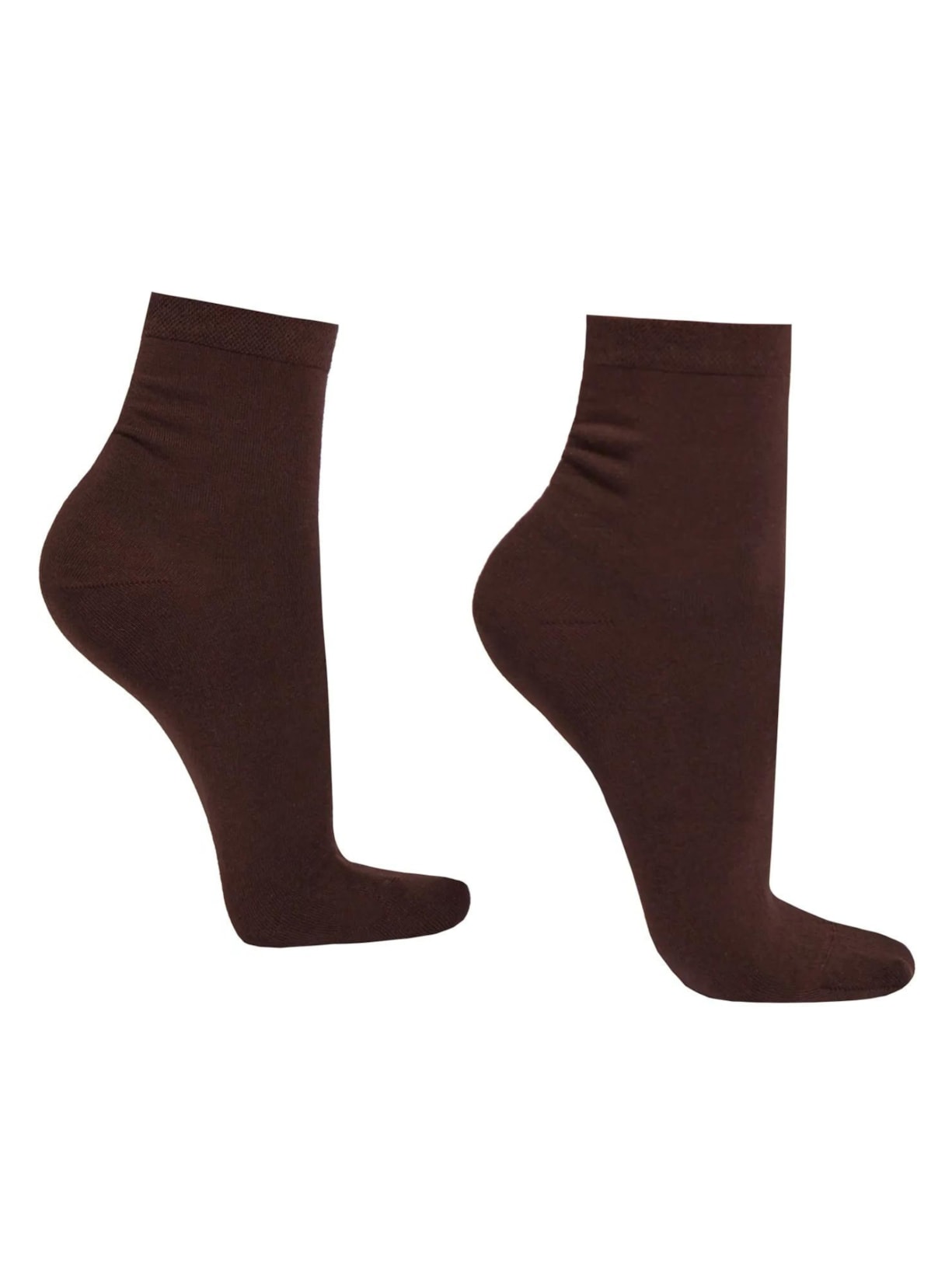 Meia Curta Com Borda Trabalhada - Marrom