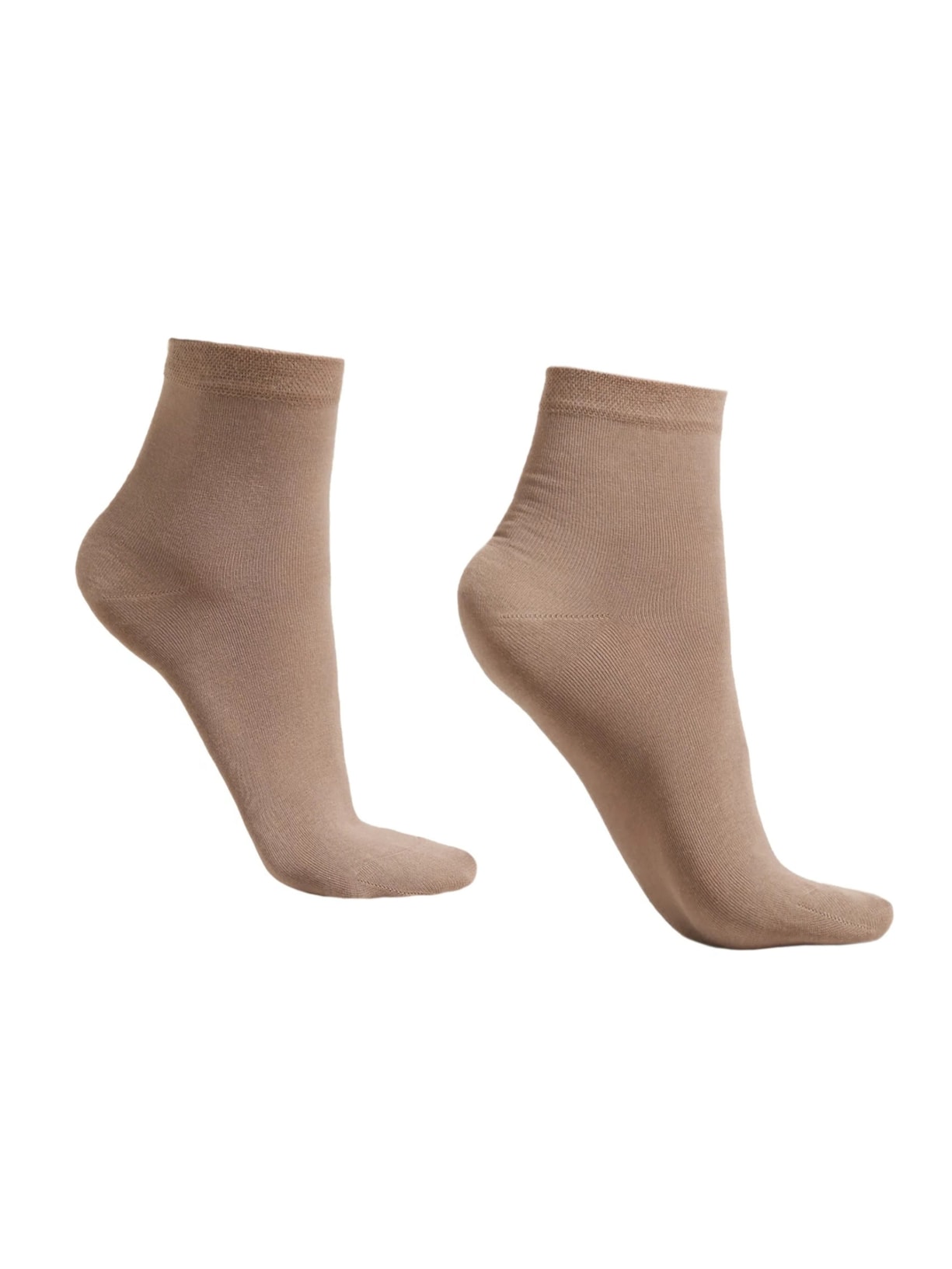 Meia Curta Com Borda Trabalhada - Marrom