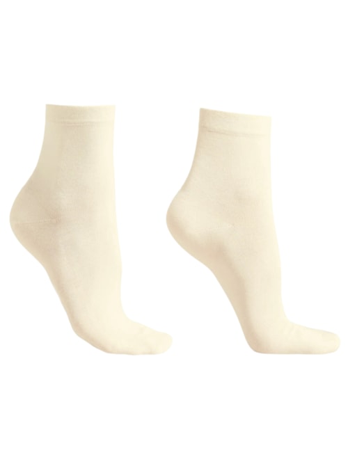 Meia Curta Com Borda Trabalhada - Off-White