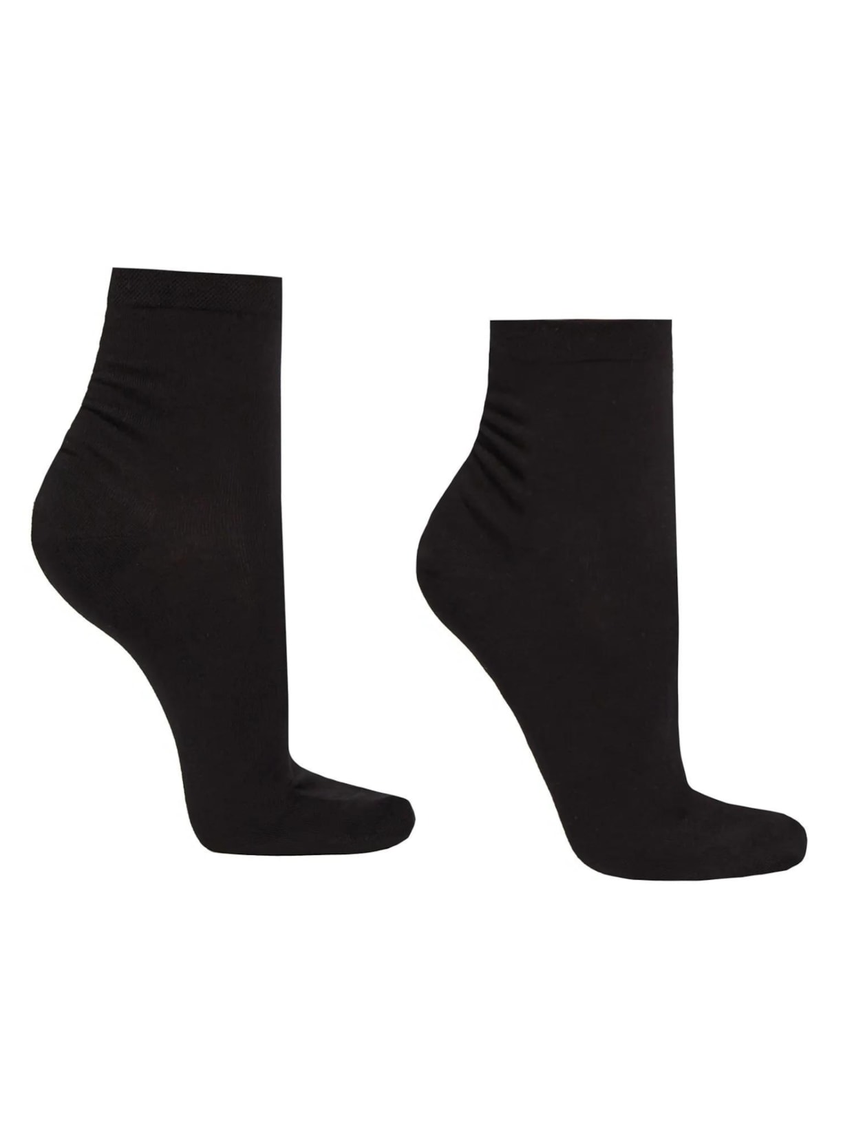 Meia Curta Com Borda Trabalhada - Preto