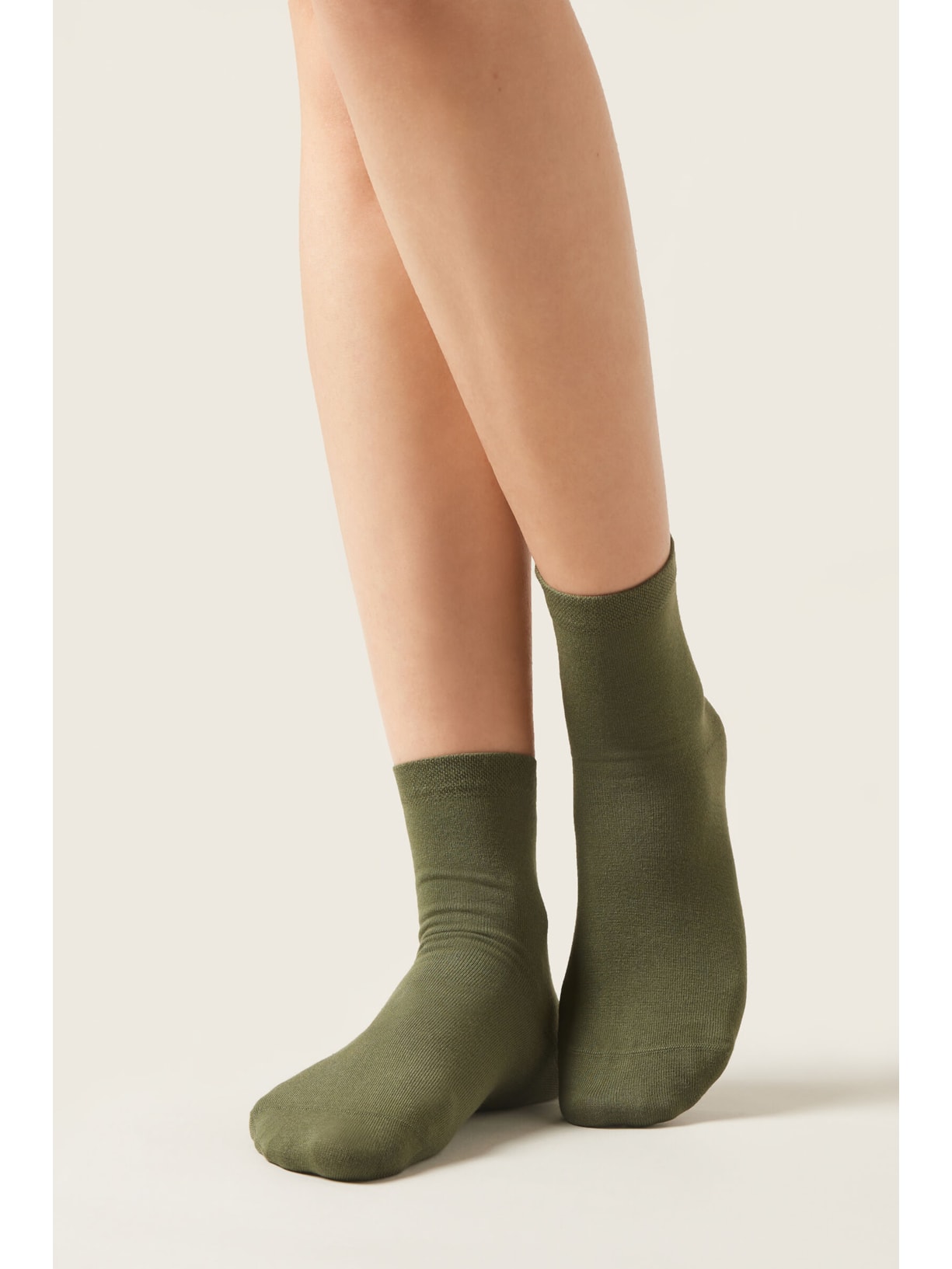 Meia Curta Com Borda Trabalhada Verde Calzedonia