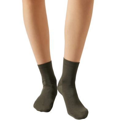 Meia Curta Com Borda Trabalhada - Verde