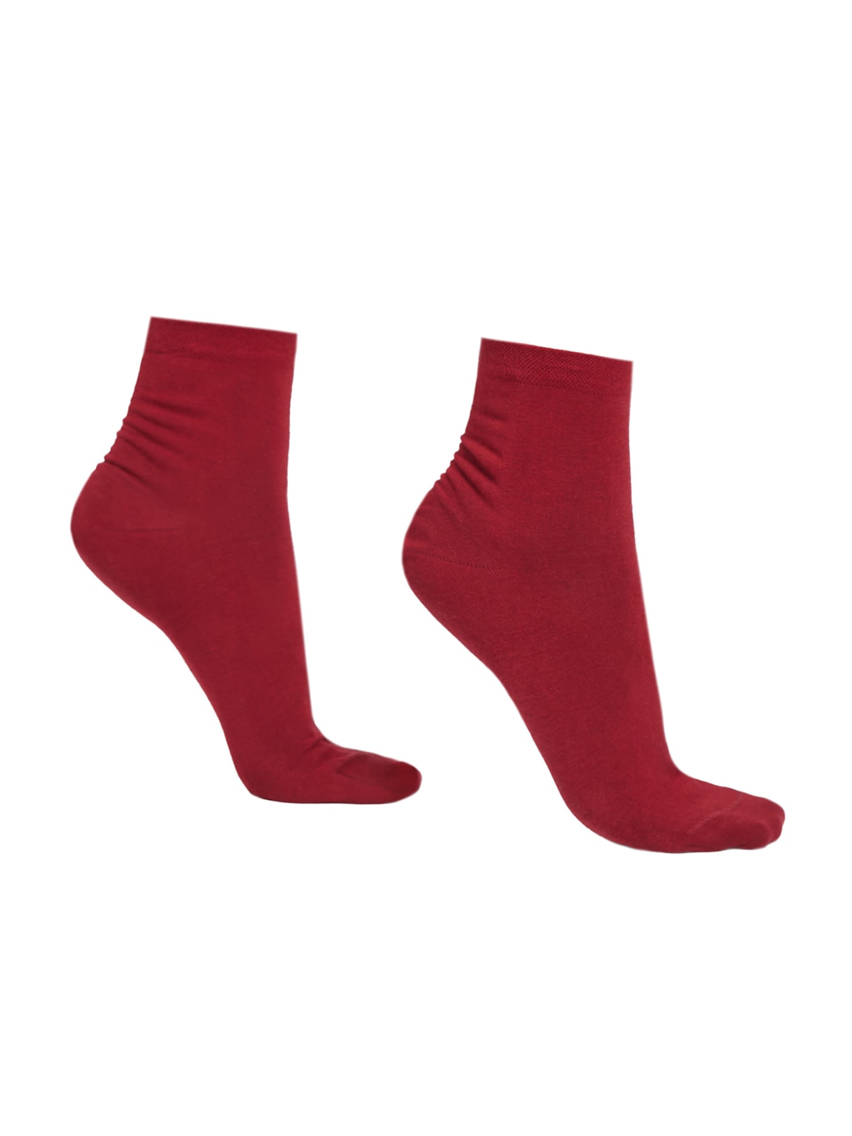 Meia Curta Com Borda Trabalhada - Vermelho