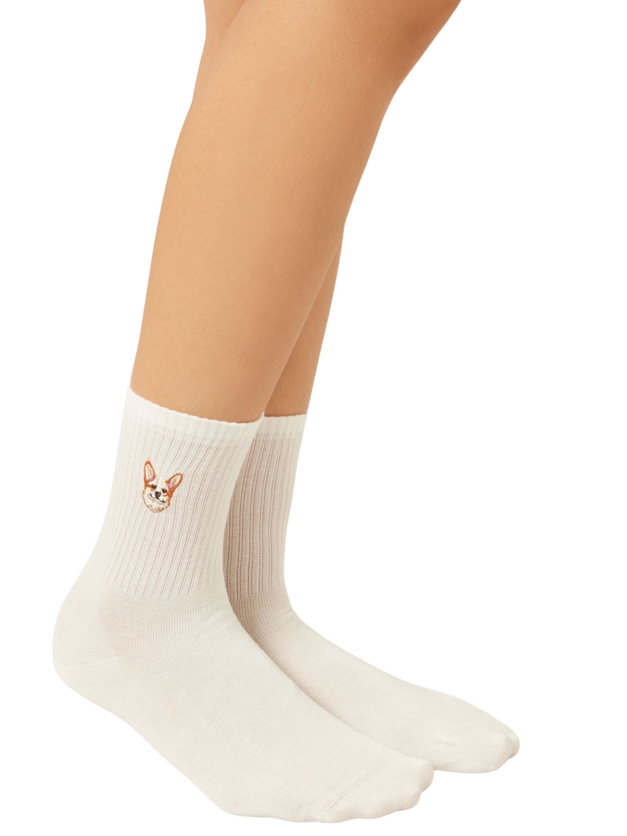 Meia Curta Com Bordado Dogs Branco Calzedonia