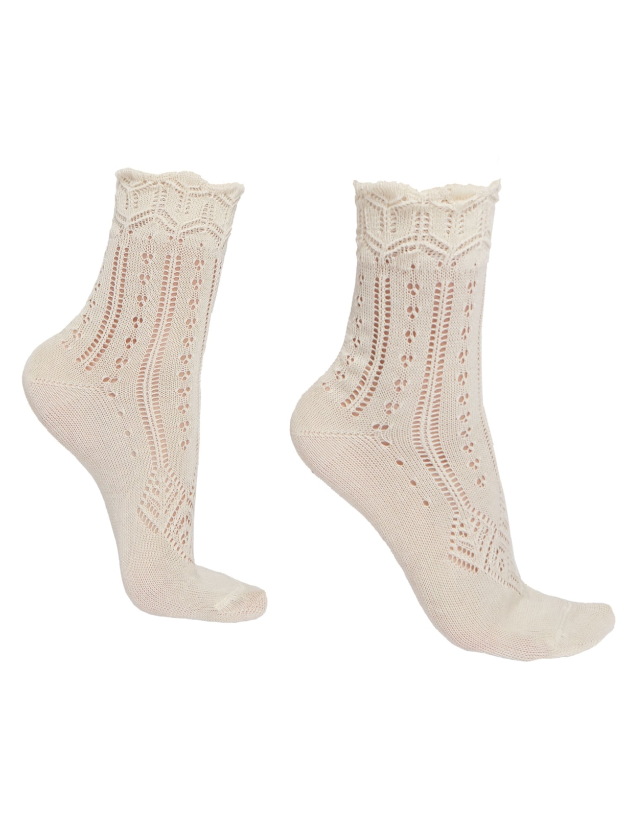 Meia Curta Com Bordado - Off-White