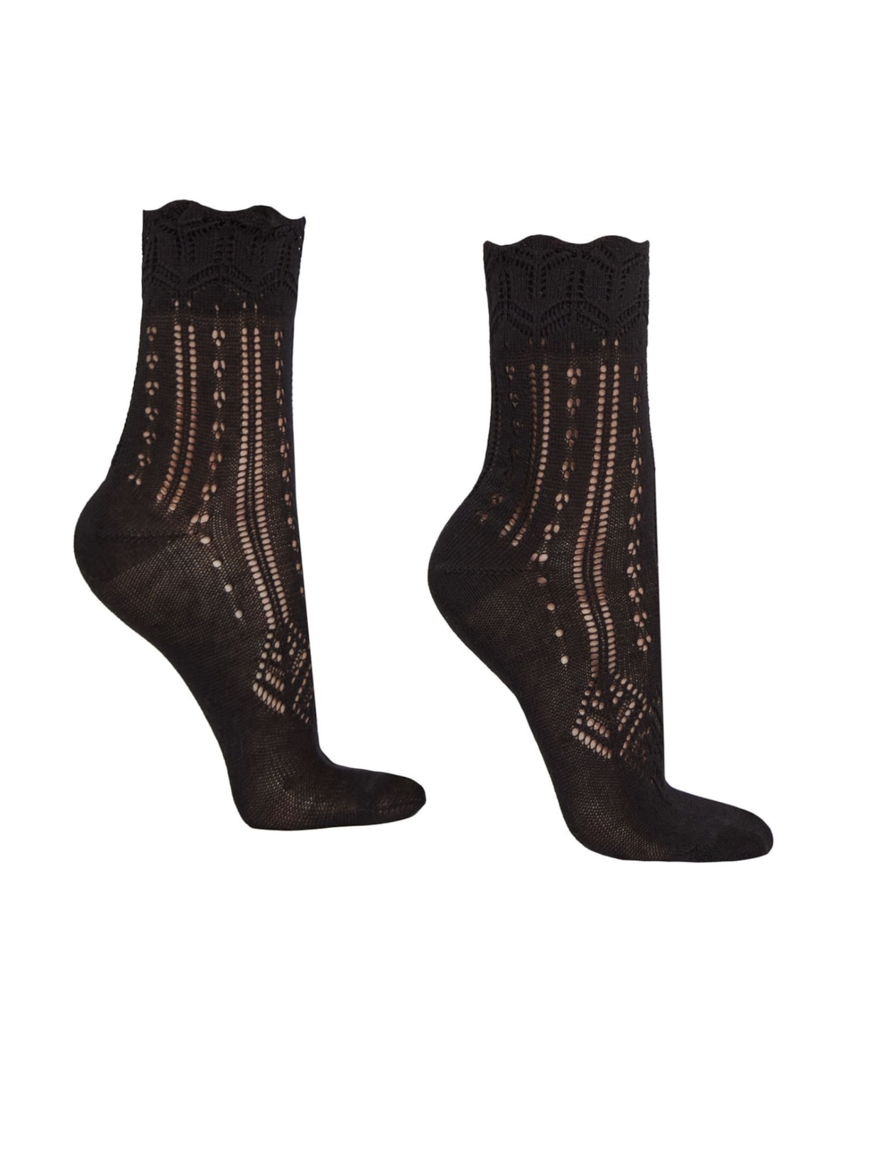 Meia Curta Com Bordado - Preto