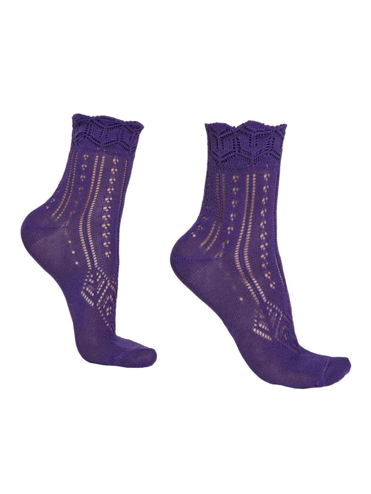 Meia Curta Com Bordado - Roxo