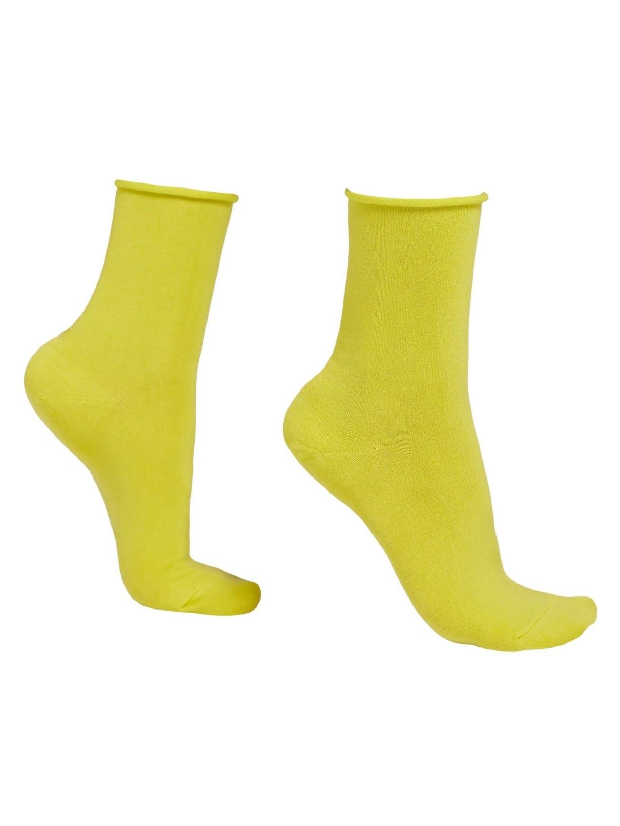 Meia Curta Com Cashmere - Amarelo