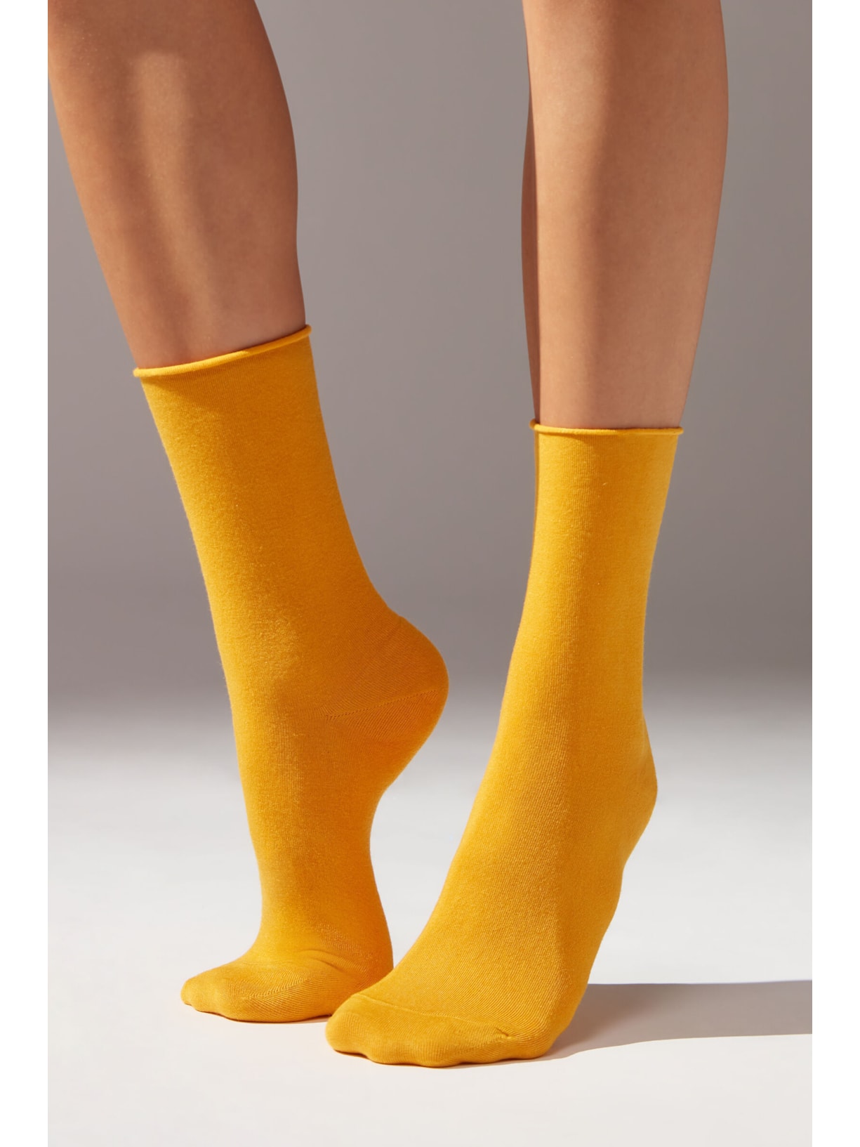 Meia Curta Com Cashmere Amarelo Calzedonia