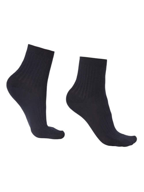 Meia Curta Com Cashmere - Azul
