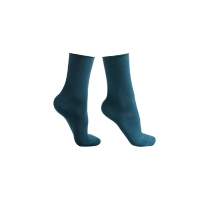 Meia Curta Com Cashmere - Azul