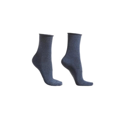 Meia Curta Com Cashmere - Azul