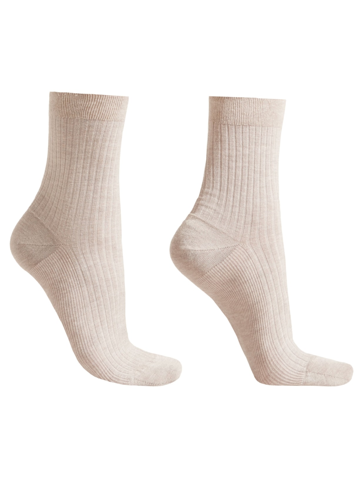 Meia Curta Com Cashmere - Bege