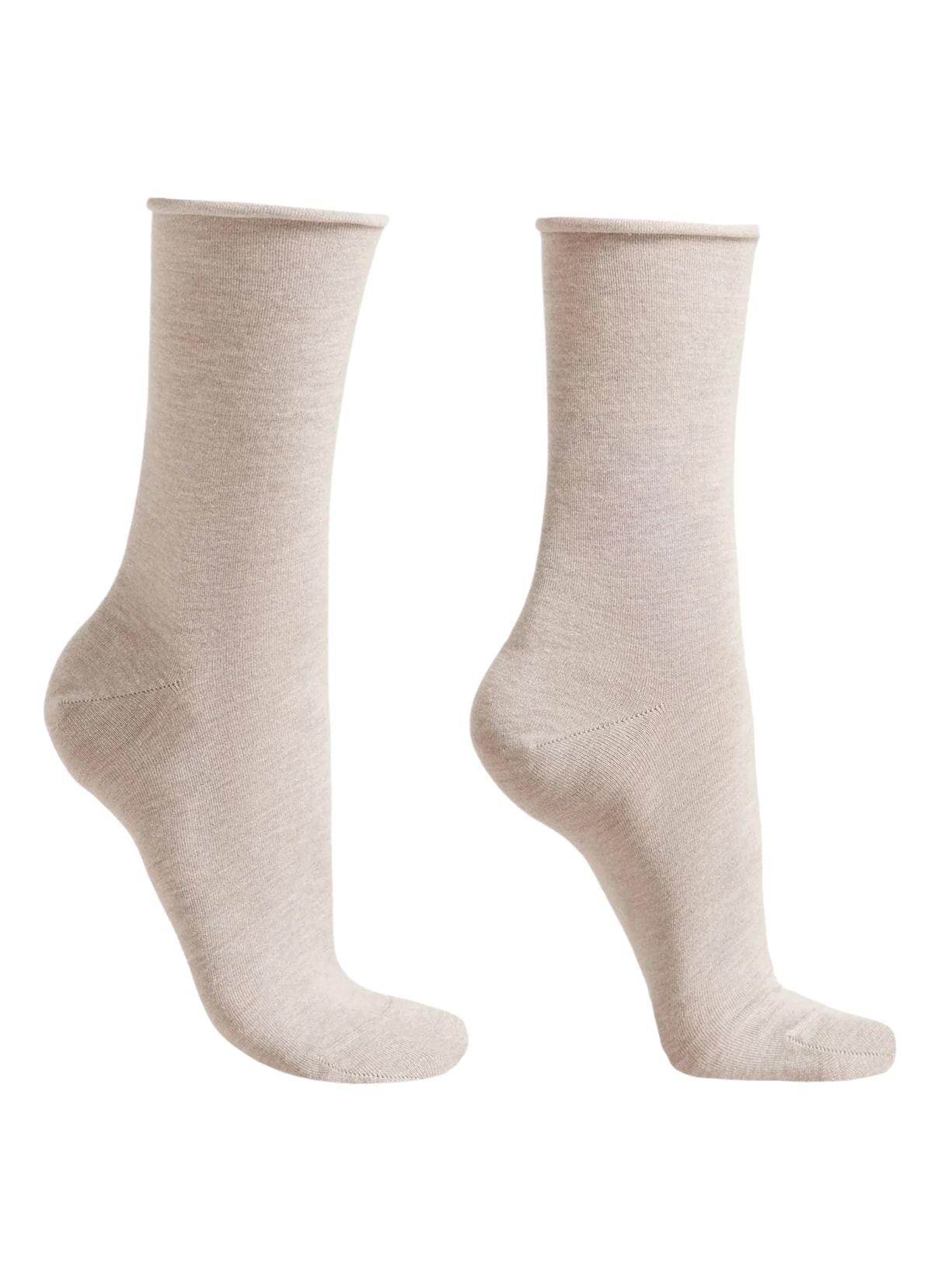 Meia Curta Com Cashmere - Bege