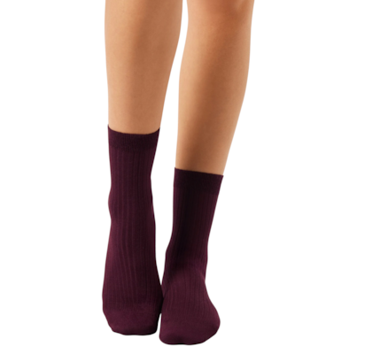 Meia Curta Com Cashmere - Bordô