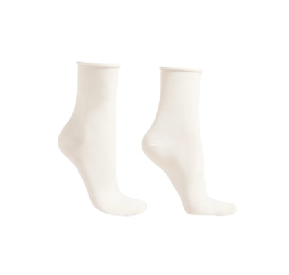 Meia Curta Com Cashmere - Branco