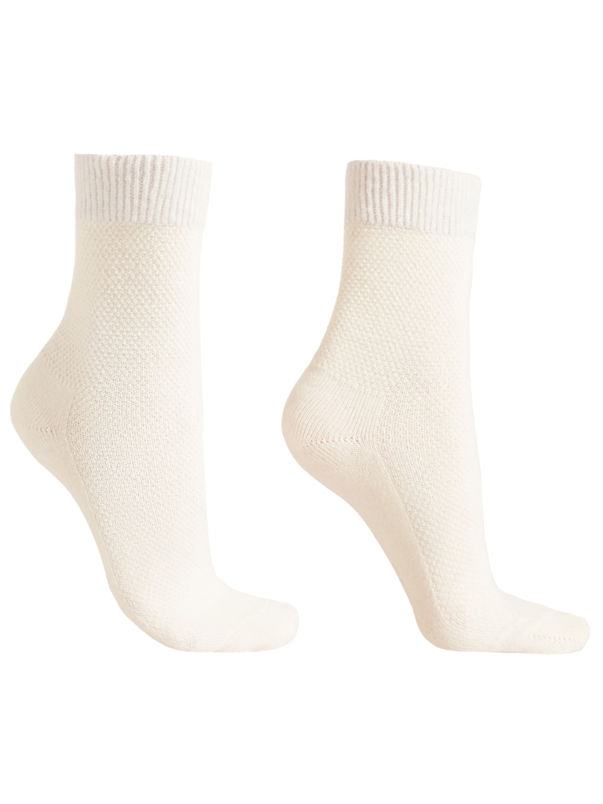 Meia Curta Com Cashmere Brilhante - Off-White