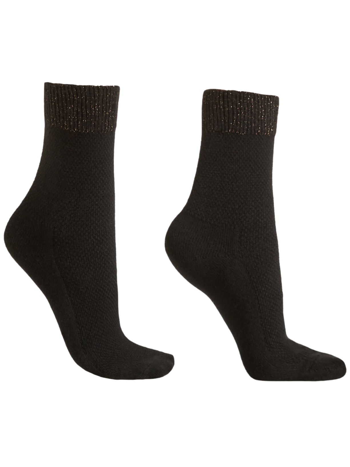 Meia Curta Com Cashmere Brilhante - Preto