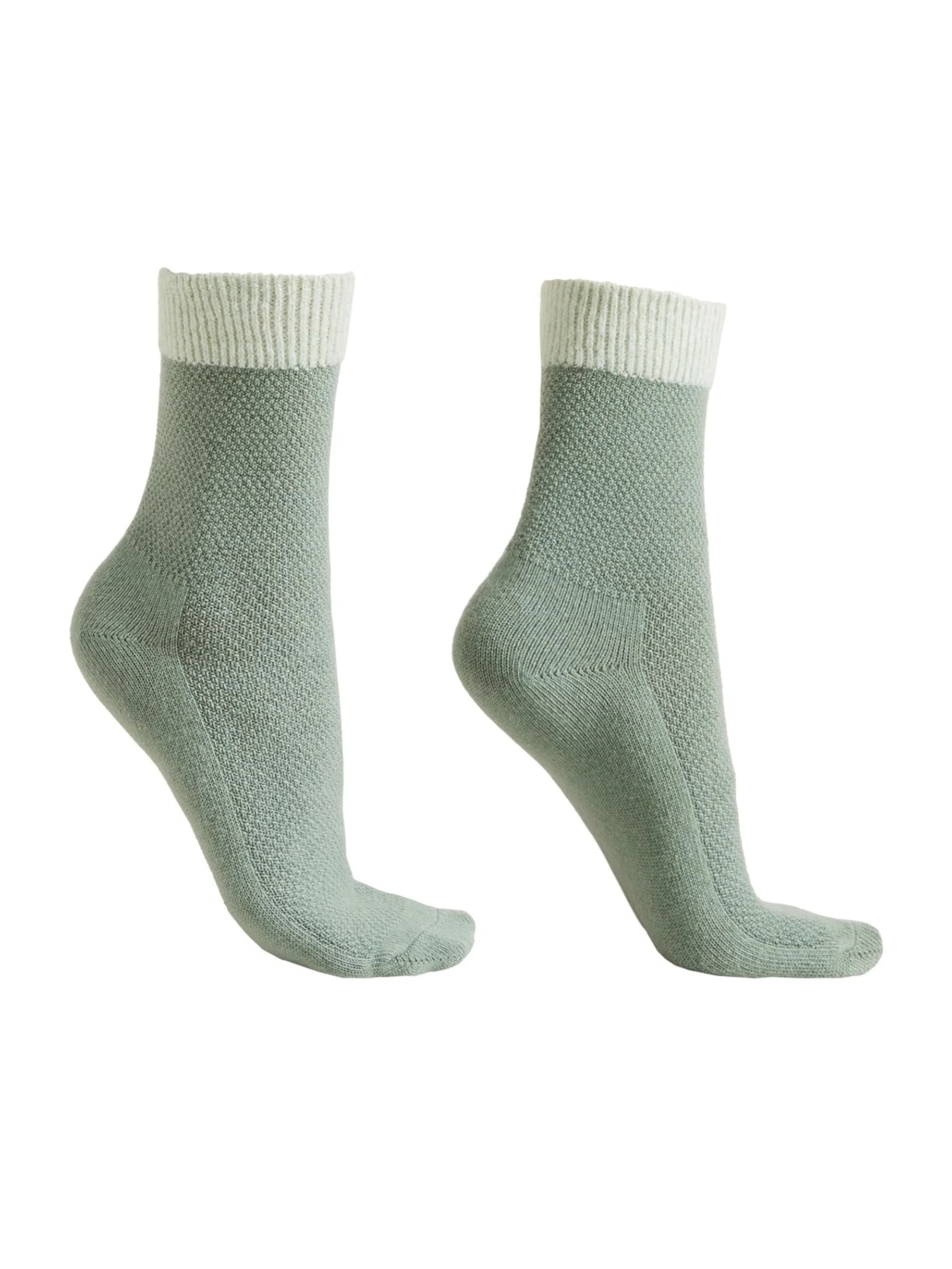 Meia Curta Com Cashmere Brilhante - Verde