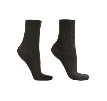 Meia Curta Com Cashmere - Cinza