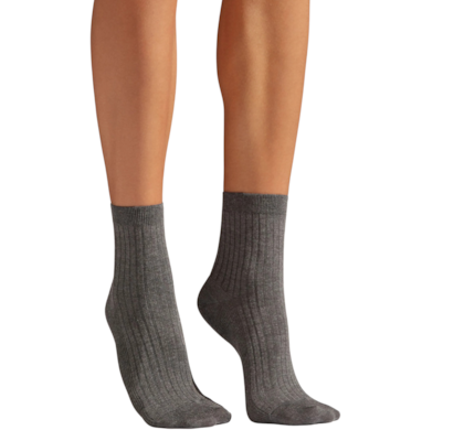 Meia Curta Com Cashmere - Cinza