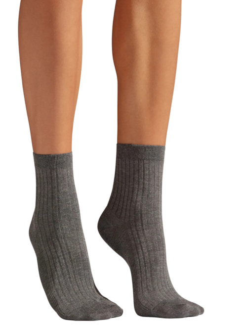 Meia Curta Com Cashmere - Cinza