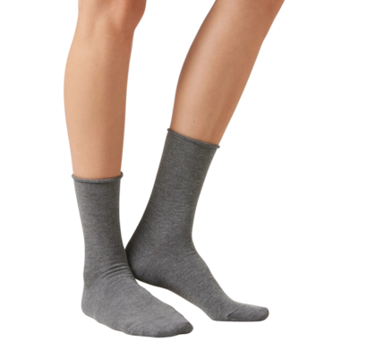 Meia Curta Com Cashmere - Cinza