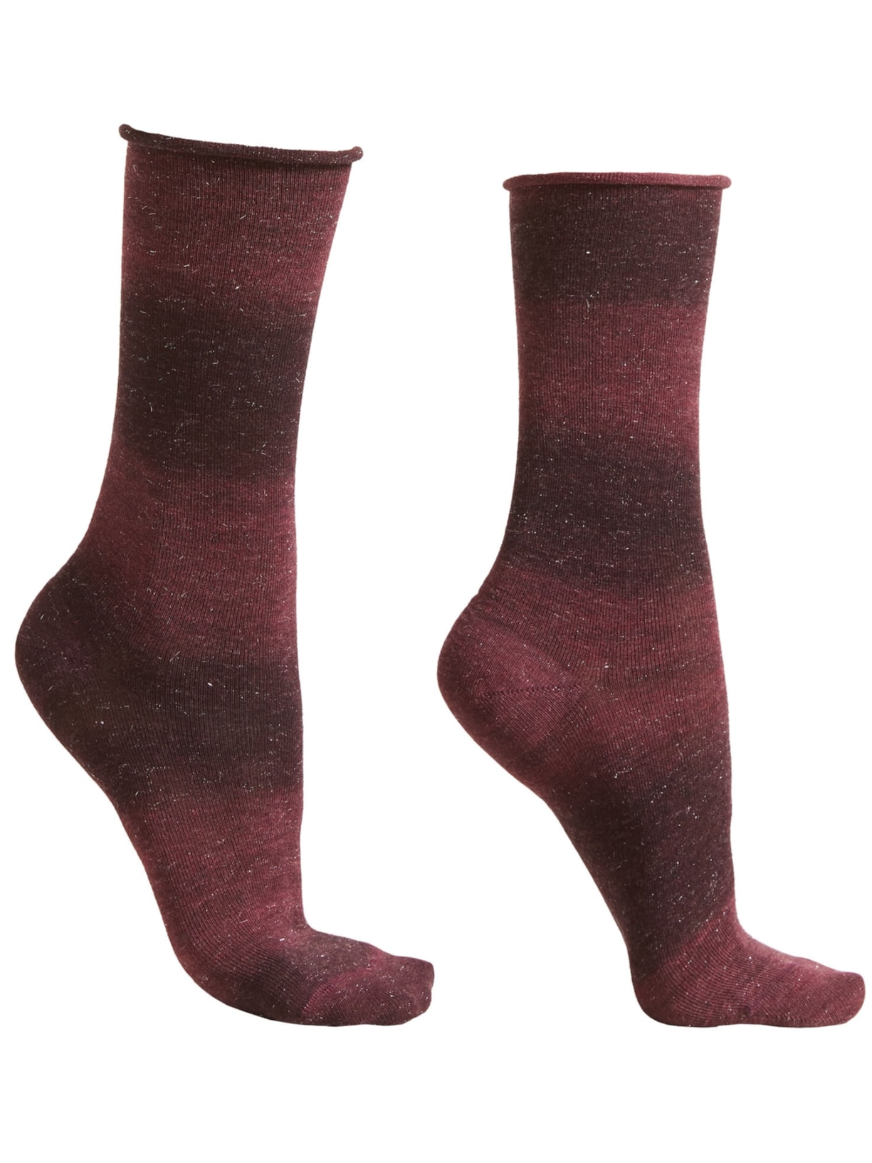 Meia Curta Com Cashmere Com Efeito Desbotado - Bordô