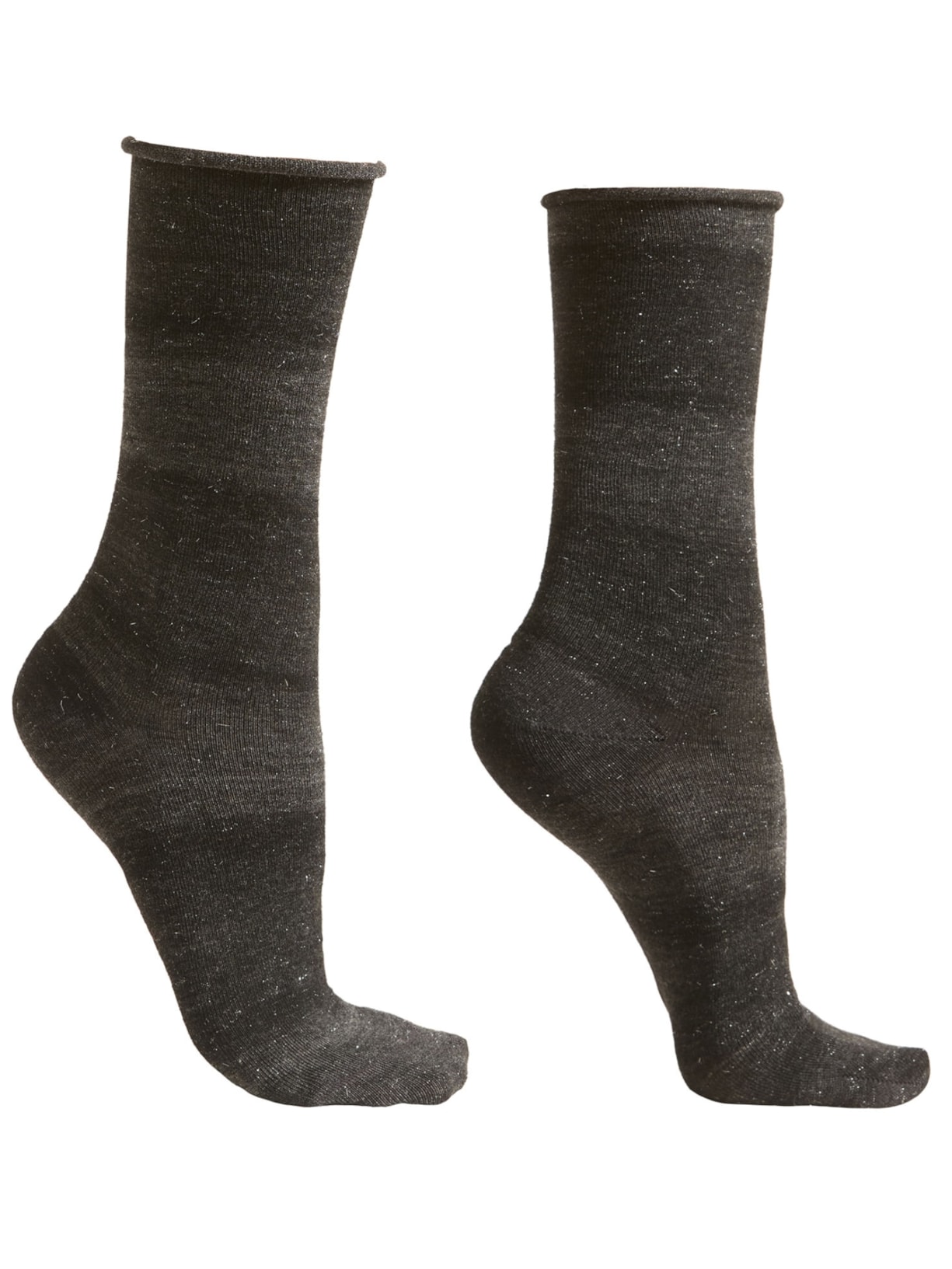 Meia Curta Com Cashmere Com Efeito Desbotado - Preto