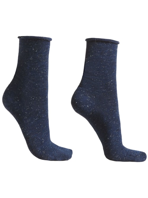 Meia Curta Com Cashmere Confortável - Azul