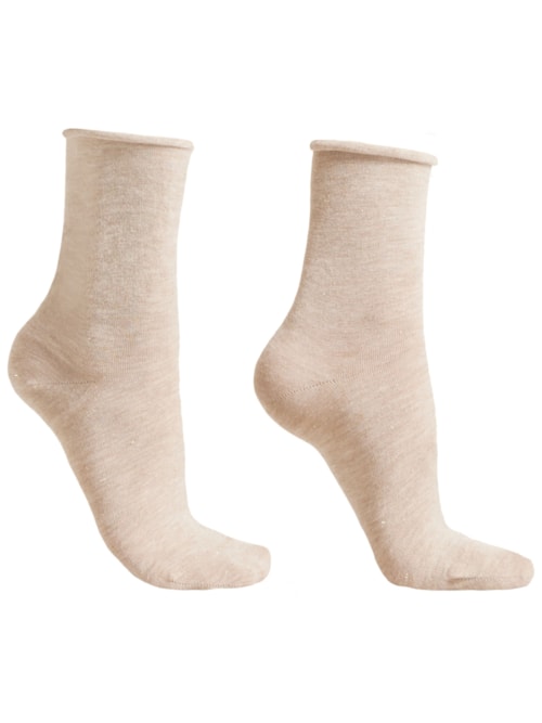 Meia Curta Com Cashmere Confortável - Bege