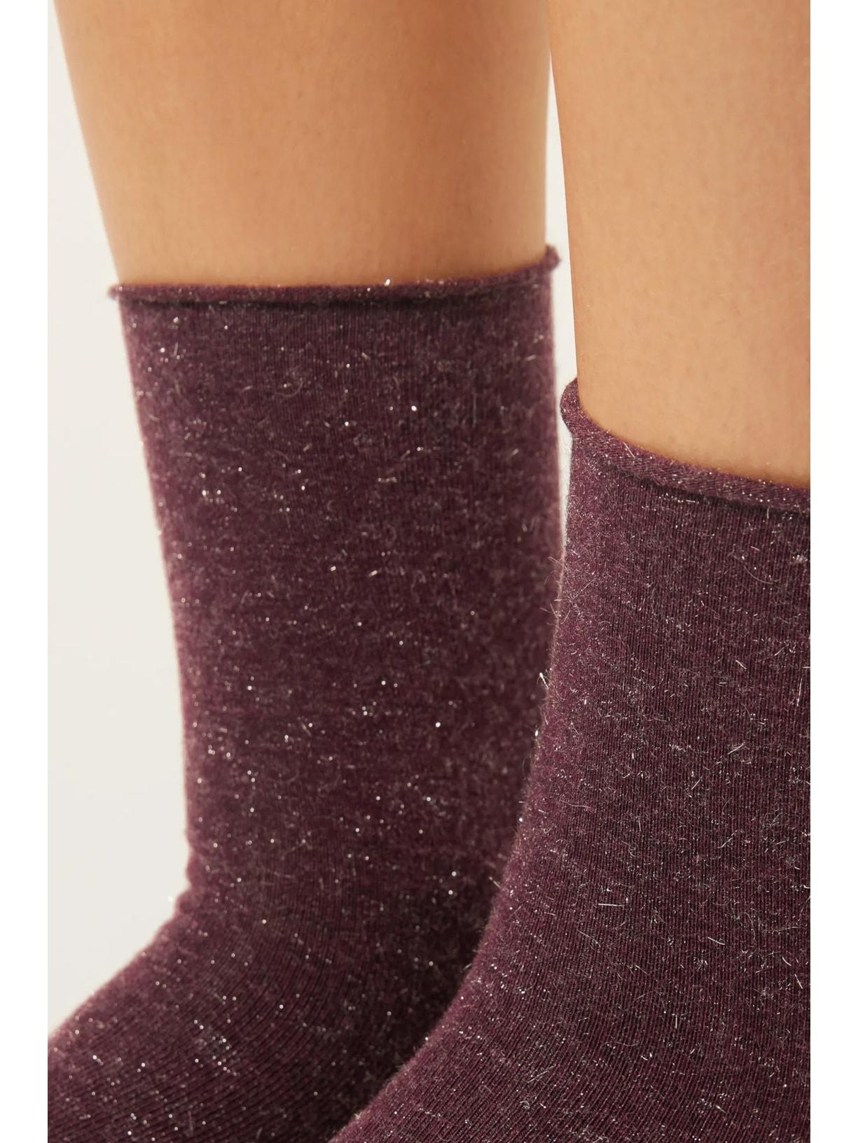 Meia Curta Com Cashmere Confortável Bordô Calzedonia