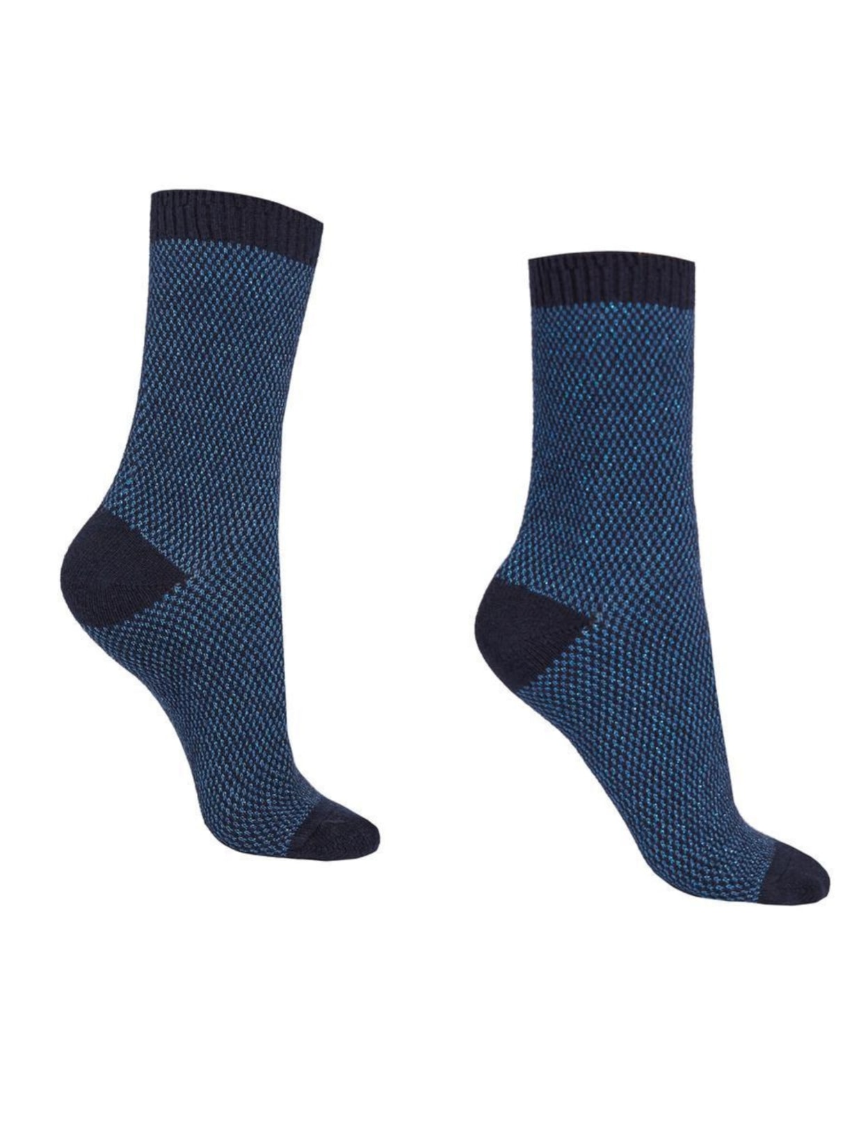 Meia Curta Com Cashmere e Glitter - Azul